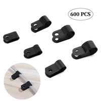 600 PCS R-Type Cable Clamp Clips, R Type Nylon Fasteners Cable Clip Fixed Cable Clip for Wire Management 6 Sizes(3.3-13.2mm) (Black)