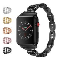 Wekin Bling Rhinestone Replacement Band Compatible for Watch Series 4,3,2,1, Adjustable Stainless Steel Bracelet Strap Wristband Link Metal Clasp 38mm/40mm 42mm/44mm Sport Edition for Women Men