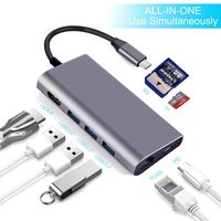 USB C Hub,8 in 1 Type C Hub Adapter with 4K HDMI,Gigabit Ethernet, Type C PD Charging Port, SD/Micro SD Card Reader, 3 Port USB 3.0 HUB for MacBook 2016/2017,Dell XPS 13, Google Chromebook and More