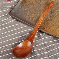 SUJING Wooden Spoons Forks Flatware Natural Wood Cutlery Wooden Soup Spoons Wood Rice Serving Tableware