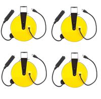 Bayco SL-800 Retractable Metal Cord Reel with 3 Outlets - 30 Foot (Pack of 4)