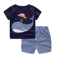 Hot!Baby Clothes Set Todaies❤2pcs Newborn Infant Baby Boys Girls Cartoon Whale Tops Shirt+Pants Outfits Set (0-6M, Blue 1)