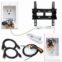 "PowerBridge Solutions ONE-CK-IKH2TVMS Single Outlet Cable Management System with Flat Screen LED TV Mount for 17-Inch to 37-Inch Television Screens Plus HDMI Cables, Cable Puller, and Drywall Saw"