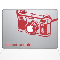 The Decal Guru I Shoot People Camera Decal Vinyl Sticker, 15" MacBook Pro (2015 & Older Models), Red (1647-MAC-15P-DR)