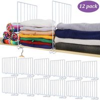 Mebbay 12 Pack Closet Wire Shelf Dividers Vertical Metal Organizer Separators for Wood Shelf Wardrobe Cabinets Kitchen Office Sweater New and Improved, White, 11.8 x 11.8 Inches