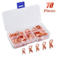 Icstation Open Barrel, Ring Lug Terminals Assortment Kit, Pure Copper Wire Crimp Terminal 10A 20A 30A 40A 50A Current Capacity (Pack of 70)