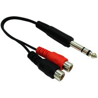 COMeap 6.35mm 1/4" TRS Stereo Jack Male to 2X RCA Female Plug Y-Splitter Cable 8-inch/20cm