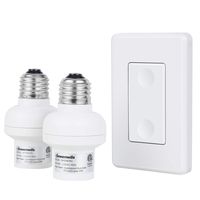 DEWENWILS Remote Control Light Socket, 1 Wall Mounted Switch and 2 Bulb Base, No Wiring Required, Wireless Light Switch and Receiver Set, Expandable, ETL Listed, White