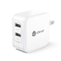 iClever BoostCube USB Charger 24W Dual Port Wall Charger with SmartID Technology, Foldable Plug, Compact Power Adapter for iPhone Xs/XS Max/XR/X/8 Plus/8/7 Plus/7/6S/6 Plus, iPad Pro Air/Mini and More