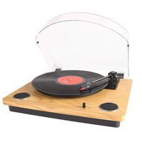Max Pad LP Record Player for Vinyl with Stereo Speakers, Turntable for Vinyl to USB Conversion, Supports Arm Automatically Return&Stop Feature/RCA Output/Aux in, Nature Wooden Turntable Converter