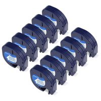 Replace DYMO LetraTag Plastic Label Tape Refills 91331 S0721660 Black on White 12mm x 4m (1/2 Inch x 13 Feet) 10 Pack