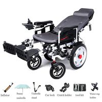 DONGBALA Foldable Electric Wheelchair, Power Wheelchair Elderly Scooter Reclinable Backrest Manual/Electric Double Switch Lithium Battery Powered for Disabled People Hemiplegic Patients(Grey)