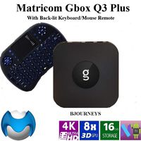 G-Box Q3 Plus TV Box (Android Nougat 7.1.2) Set-Top Box 4K/HD Media Player with WiFi/Ethernet, HDMI/USB/SD [Quad/Octo-Core 2GB/16GB] Bundle with Keyboard Remote