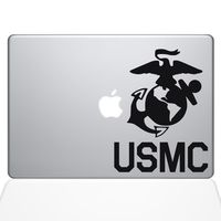 The Decal Guru USMC Logo MacBook Decal Vinyl Sticker - 13" MacBook Pro (2015 & Older) - Black (1302-MAC-13P-BLA)