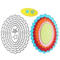 Metal Cutting Dies Oval Shape with Stars Embossing Stencil for Card Making Scrapbooking (8pcs/Pack Oval die cuts)