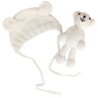 Jastore Infant Newborn Photography Prop Photo Crochet Boys Girls Knit Toy Bear Hats (White)