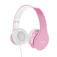 Elecder i40 Headphones with Microphone Foldable Lightweight Adjustable Wired On Ear Headsets with 3.5mm Jack for iPad Cellphones Laptop Computer Smartphones MP3/4 Kindle Airplane School (Pink/White)