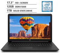 HP Premium 17.3" WLED-Backlit HD+ Screen Laptop, Intel Core i5-7200U Dual-Core Processor Up to 3.10 GHz, 12GB Memory, 1TB Solid State Drive, HDMI, 802.11b/g/n, Bluetooth 4.2, Windows 10 Home, Black