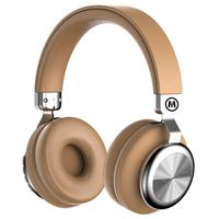 Mokata Headphone Bluetooth Wireless Over Ear On Foldable Hi-fi Stereo Headset with AUX 3.5mm Jack Cord SD Card Slot Microphone for Young Adults Cellphone TV PC Game Rechargeable Equipment B02 Brown