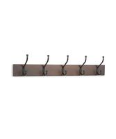 AmazonBasics Wall Mounted Coat Rack, 5 Standard Hooks, Set of 2, Walnut