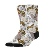 YEAHSPACE Women Girls Floral Newfoundland Dog Anti-Slip Soft Cotton Crew Socks Winter Socks Athletic Socks - Colorful Fancy Crazy Design