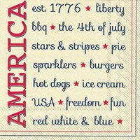 Ideal Home Range 40 Count 3-Ply Beverage Drink Dessert Patriotic Paper Cocktail Napkins, America