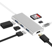 USB C Dock,Leyeet USB C Hub Aluminum 7 in 1Usb C Multiport Adapter 4K HDMI Output,USB-C 100W Power Delivery,3 USB 3.0 Ports,SD/Micro Card Reader for USB C Devices (Silver)