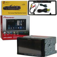 Pioneer Double DIN 2DIN AVH-600EX 7" Touchscreen Car Stereo MP3 CD DVD Player AppRadio Bluetooth USB with DiscountCentralOnline FL09BK Full License Plate Night Vision Waterproof Back-up Camera