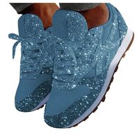 Gyouanime Womens Sports Running Sneakers Autumn Lace Up Casual Breathable Bling Slip On Sport Running Shoes Sneakers Footwear Sky Blue