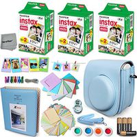 Xtech Blue Accessories Kit for Fuji FujiFilm Instax Mini 8 Cameras Includes: 60 Instax Film + Custom Fitted Case for Fuji Mini 8 Cameras + Assorted Stickers/Paper Frames + Photo Album +More