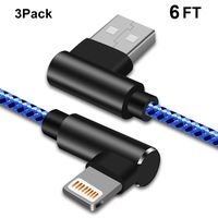 90 Degree iPhone Charger 6 FT Lightning Cable Braided Right Angle iPhone Cable Charging & Syncing Cord Compatible with iPhone 7 Charger XS/XR/X/8/6/iPad etc.(6FT,Blue)