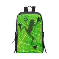Bag Backpack Funny Tree Frog Silhouette on Green Leaf Daypacks