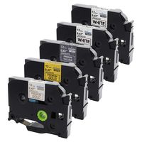 Compatible Label Tape 1/2Inch TZe Tape TZe-231 TZe-PR234 TZe-PR935 TZe-PR831 (Black on Glitter Gold/White on Glitter Silver/Gold on Glitter White/Black on White) for TZe Label