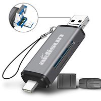 USB 3.0 Computer TF/SD Card Reader - Read 2 Cards Simultaneously, Aidisun External Compact Fast Type USB C OTG Memory Card Reader Adapter for Android Phone/Tablet, Mac, Windows, Linux, PC/Laptop