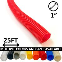 Electriduct 1" Split Wire Loom Tubing Polyethylene Flexible Conduit (1 Inch ID) - Red- 25 Feet