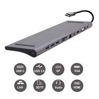 USB C Hub,Docking Station Aluminum Multi-Function 11 in 1 Hub MacBook Pro, Mini Display Port,Gigabit Ethernet,3.0 USB Ports,SD Card, Headphone/Speaker Connections,HDMI/VGA/SD/TF/RJ45/USB-C Converter