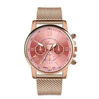 Cliramer Fashion Women Luxury Mesh Strap Luxury Quartz Sport Military Watch Clock Stainless Steel Wristwatches (Pink)