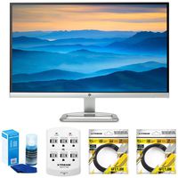 Hewlett Packard 27er 27-Inch IPS LED Backlit PC Computer Monitor (Silver) Bundle with 2X 6ft HDMI Cable, Screen Cleaner and 6-Outlet Surge Adapter with Night Light