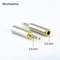 2.5mm Male to 3.5mm Female 3 Ring 4-Pole Jack Audio Adapter Converter Support MIC Function for Interphone Intercom Headphone Earphone (Silver Gray)