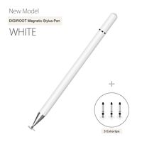 Digiroot Stylus for iPad, Magnetic Disc Stylus Pen 2019 Updated Touch Capacitive Screen Pens for Apple/iPhone/Ipad pro/Mini/Air/Android/Microsoft/Surface with 3 Replacement Tips - (White)