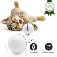 EHH Interactive Cat Toy, Cat Wicked Ball USB Rechargeable Automatic Self Rotating Rolling Ball Cat Toy with Led Light for Cat Kitty Exercise Chasing Hunting Playing
