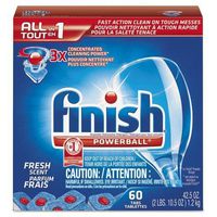 FINISH 81158 Powerball Dishwasher Tabs, Fresh Scent, 60 Tabs/Box, 4 Boxes/Carton