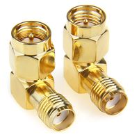 NANYI SMA Right Angle Contact Adapter, SMA Male to Female Right Angle 90-Degree Adapter Gold Plated Contacts - 2PCS