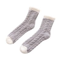 Women Solid Plush Slipper Sock Winter Socks Cotton Crew Socks Wave Dot Multi-Color Fuzzy Warm Indoor Home