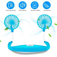 USB Neckband Fan Rechargeable Hand Free Personal Fan with Dual Wind Head Fan Wearable Fan for Camping Traveling