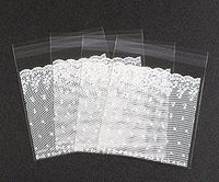 Haifly 200 Pcs Self Adhesive Bags for Cookies Packaging Clear Cellophane Bags Lace Gift Treat Bags 1414 cm