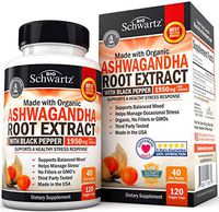 Organic Ashwagandha Capsules (1950mg) with Black Pepper for Enhanced Absorption - Immune Support for Women & Men - Ashwagandha Root Extract Supplement for Improved Mood & Thyroid Support - 120ct