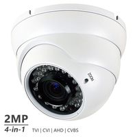Analog CCTV Camera HD 1080P 4-in-1 (TVI/AHD/CVI/CVBS) Security Dome Camera, 2.8mm-12mm Manual Focus/Zoom Varifocal Lens, Weatherproof Metal Housing 36 IR-LEDs Day & Night Monitoring (White)
