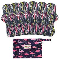 7Pcs Set Menstrual Pads Reusable Washable Microfiber Bamboo Layer Heavy Flow 13 inch Sanitay Pads with 1 Cloth Mini Wet Bag(WSD48)