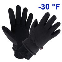 OZERO Ski Gloves Deerskin Leather Winter Thermal Glove Insulated Fleece for Snow Skiing Driving Cycling Hiking Runing Hand Warmer in Cold Weather for Men and Women Medium Black